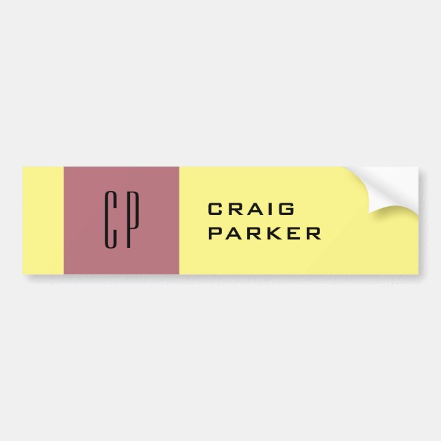 Autocollant De Voiture Monogramme Professionnel Rose clair or couleur jau (Devant)