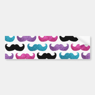 Autocollant De Voiture Motif bling coloré de moustache (parties