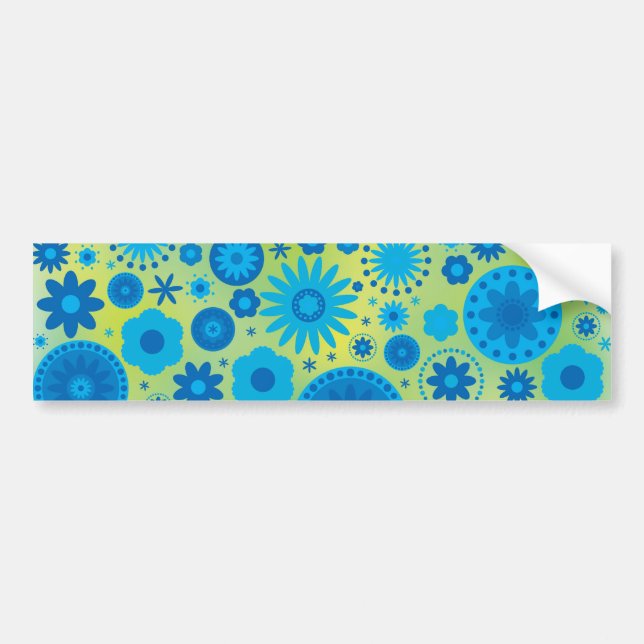 Autocollant De Voiture Motif de fleur de hippie de bleu et de turquoise (Devant)