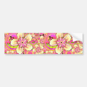 Autocollant De Voiture motif de fleur rose funky