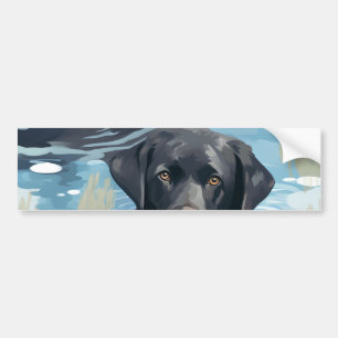 Autocollant De Voiture Motif de Labrador noir nageant