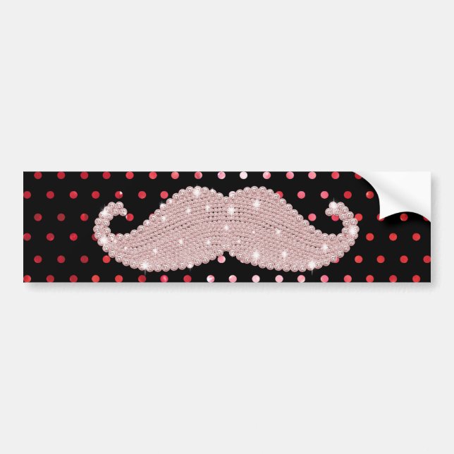 Autocollant De Voiture Motif de pois rose Girly drôle de moustache de (Devant)