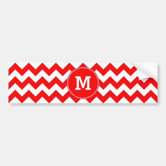 Autocollant De Voiture Motif de Zigzag rouge monogramme (Devant)