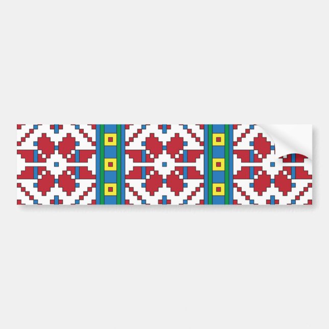 Autocollant De Voiture Motif géométrique tribal rouge, bleu et blanc étoi (Devant)