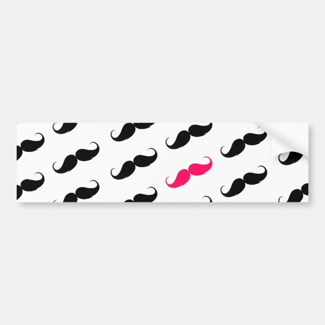Autocollant De Voiture Motif rose et noir Girly drôle de moustache (Devant)