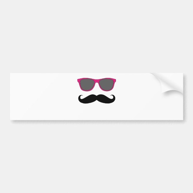 Autocollant De Voiture Moustache et humeur rose de lunettes de soleil (Devant)