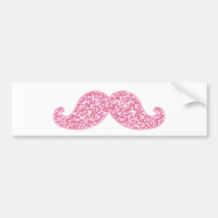 AUTOCOLLANT DE VOITURE MOUSTACHE ROSE GIRLY DE PARTIES SCINTILLANTES