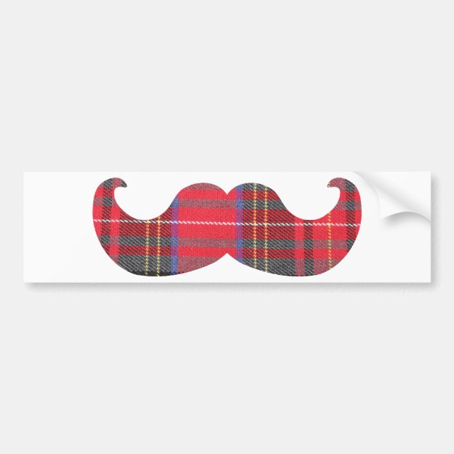 Autocollant De Voiture Moustache rouge de tartan (Devant)
