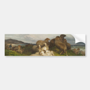 Autocollant De Voiture Moutons dans un pré (par August Friedrich Schenck)
