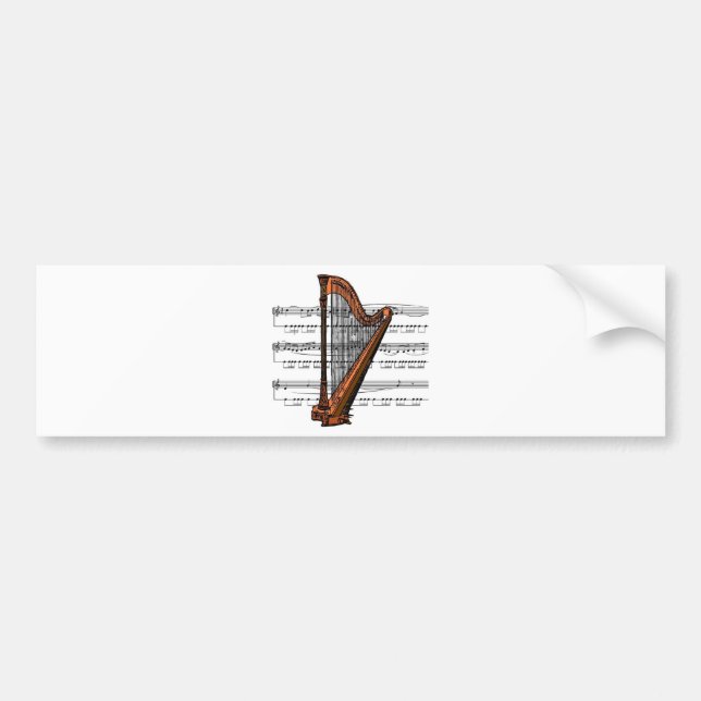 Autocollant De Voiture Musical 02 B d'harpe (Devant)