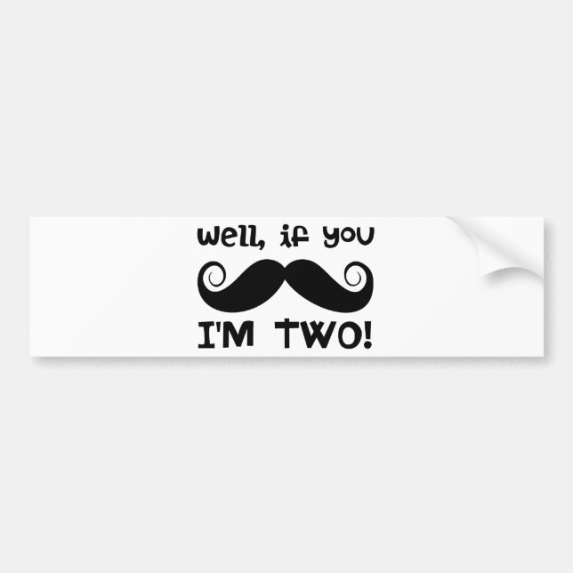Autocollant De Voiture Mustache du 2e anniversaire (Devant)