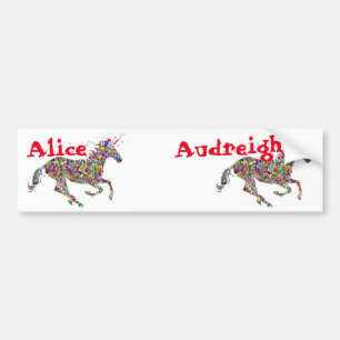 Autocollant De Voiture Nametags Alice et Audreigh Multicolore Unicorn