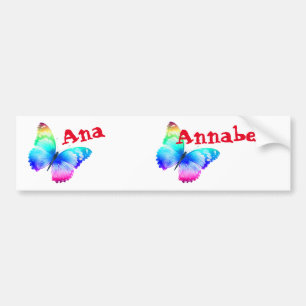 Autocollant De Voiture Nametags Ana et Annabella Multicolore Butterfly