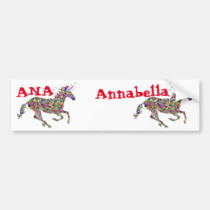 Autocollant De Voiture Nametags Ana et Annabella Multicolore Unicorn