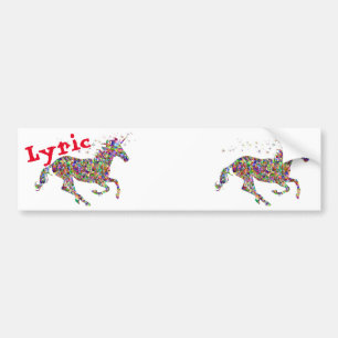 Autocollant De Voiture Nametags Lyric et Blank Multicolored Unicorn