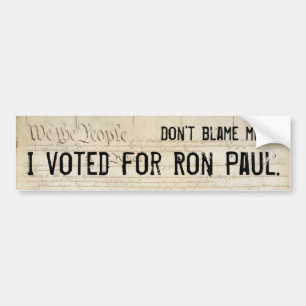 Autocollant De Voiture Ne me blâmez pas. J'ai voté pour Ron Paul.