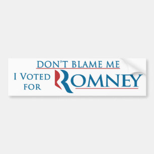 Autocollant De Voiture Ne me blâmez pas que j'ai voté pour Romney avec 