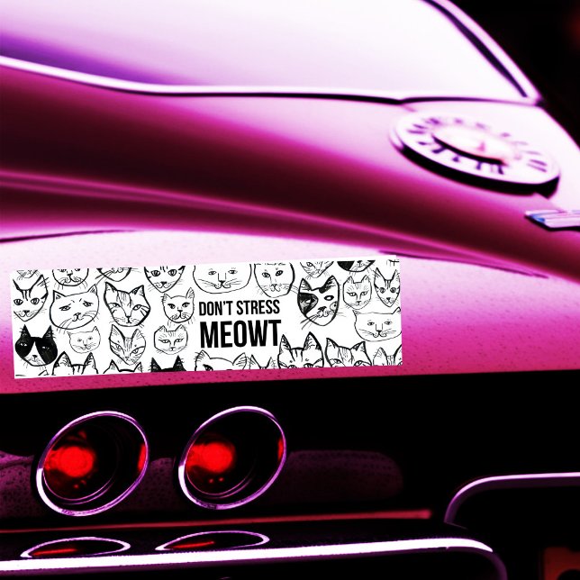 Autocollant De Voiture NE STRESS MEOWT Funny Cats (DONT STRESS MEOWT Funny Cats Hand-drawn cat lady Bumper Sticker
)