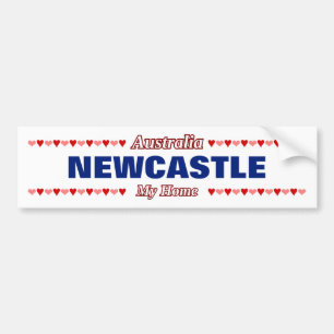 Autocollant De Voiture NEWCASTLE - My Home - Australie; Coeurs rouges et