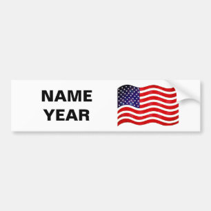 Autocollant De Voiture Nom Texte et Drapeau Américain sur Fond Blanc