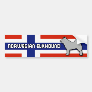 Autocollant De Voiture Norvégien Elkhound avec le drapeau