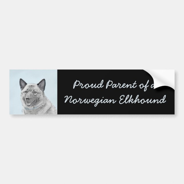 Autocollant De Voiture Norwegian Elkhound Painting - Original Dog Art (Devant)