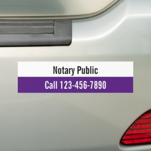 Autocollant De Voiture Notaire Public Royal Purple and White Numéro de té