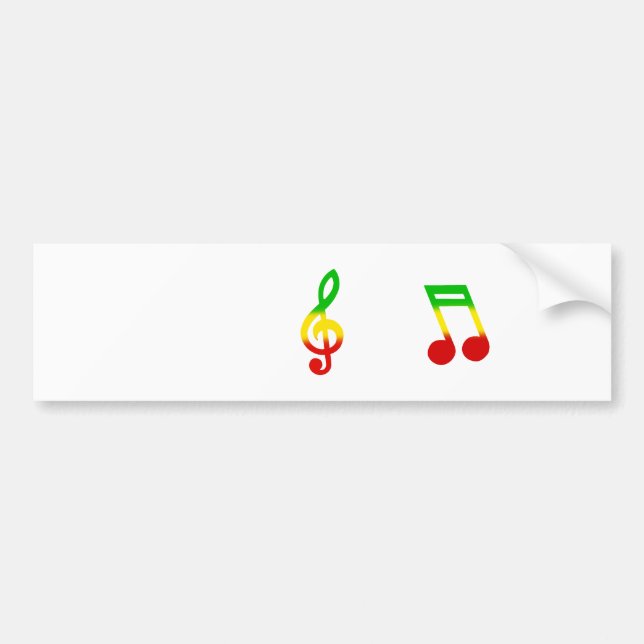 Autocollant De Voiture Note de Rasta et clef triple (Devant)