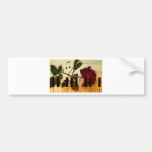 Autocollant De Voiture Notes de musique Clavier Red Rose Blossom Destiny