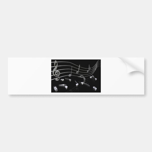 Autocollant De Voiture Notes, musique, noir (Devant)