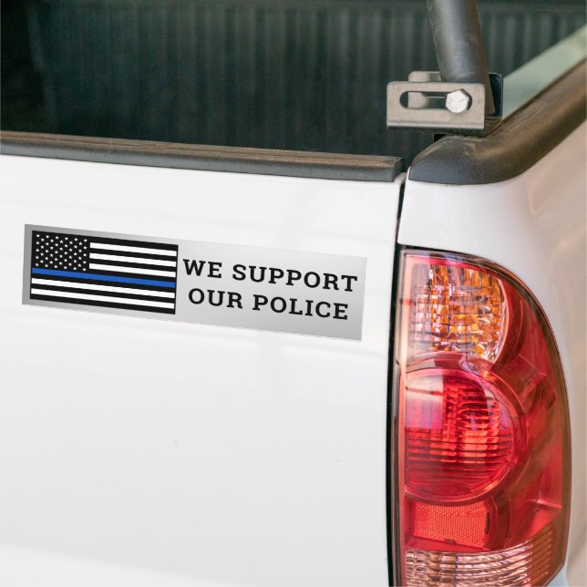 Autocollant De Voiture Nous Soutenons Notre Police Mince Ligne Bleue (On Truck)