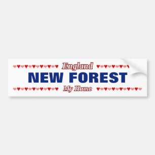 Autocollant De Voiture NOUVELLE FORÊT - Ma maison - Angleterre; Coeurs r