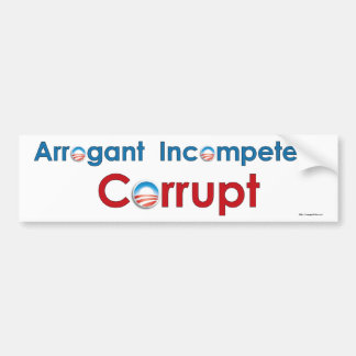 Autocollant De Voiture Obama - arrogant, incompétent, corrompu