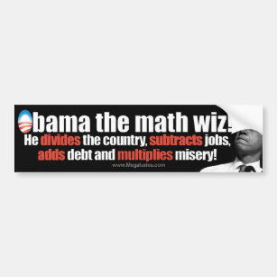 Autocollant De Voiture Obama les as de maths - anti Obama 2012