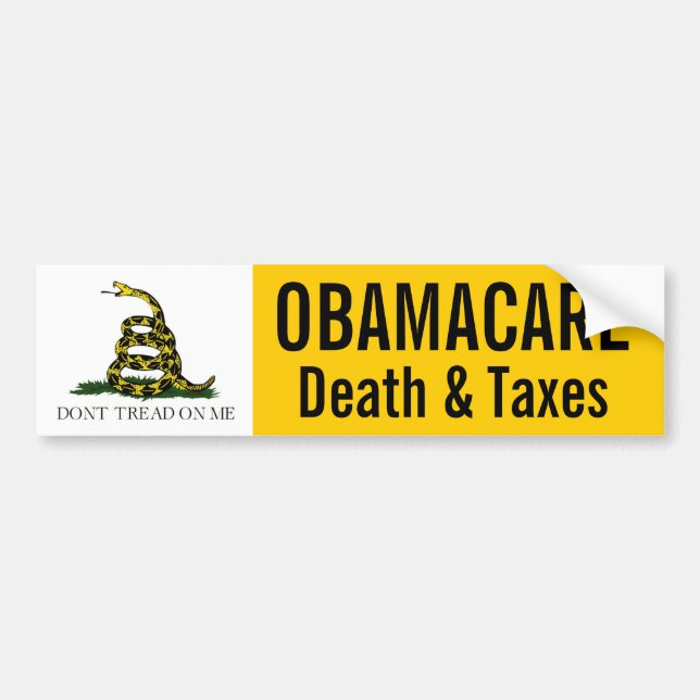 Autocollant De Voiture Obamacare -- La mort et impôts (Devant)