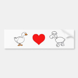 Autocollant De Voiture Oie. Amour. Moutons