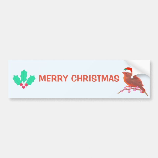 Autocollant De Voiture Oiseau de Noël sur fond bleu clair (Devant)