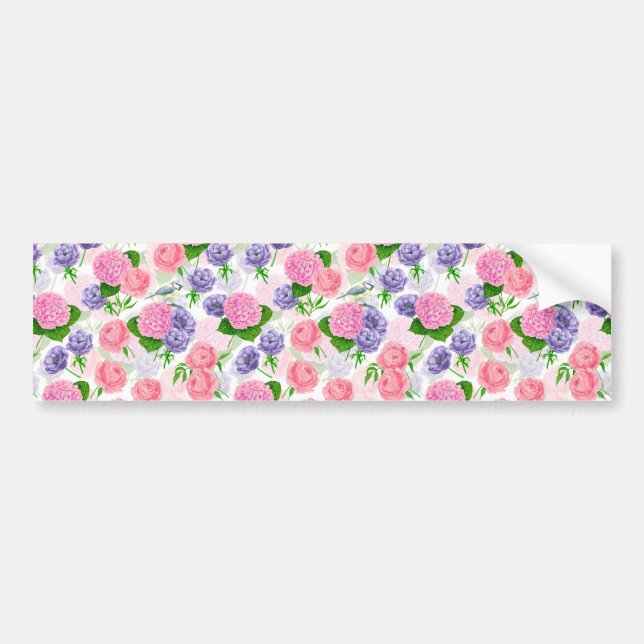 Autocollant De Voiture Oiseau et fleurs (Devant)