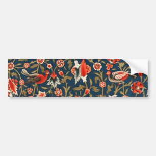Autocollant De Voiture Oiseau et fleurs Perse Motif bleu rouge