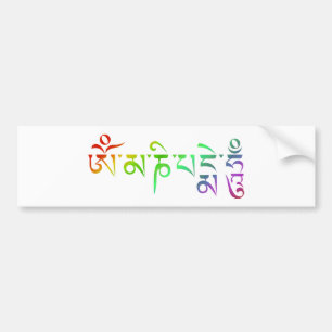 Autocollant De Voiture Om Mani Padme Hum Mantra Tibétain Arc-en-ciel