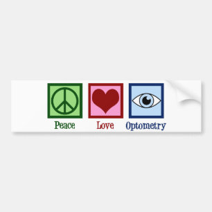 Autocollant De Voiture Optométriste Peace Love Optométrie Blue Eye Doctor