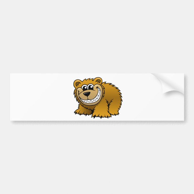 Autocollant De Voiture Ours gris de bande dessinée (Devant)