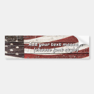 Autocollant De Voiture Painted American Flag on Rustic Wood Texture