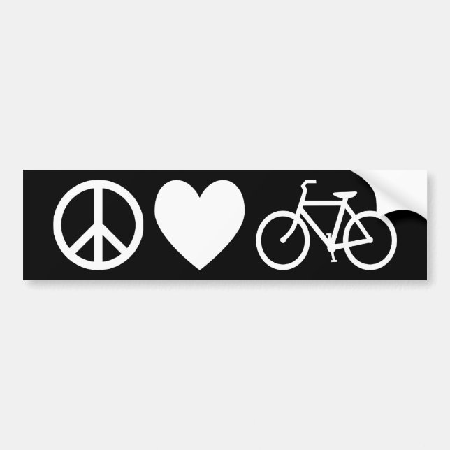 Autocollant De Voiture Paix Amour et Bicyclettes (Devant)
