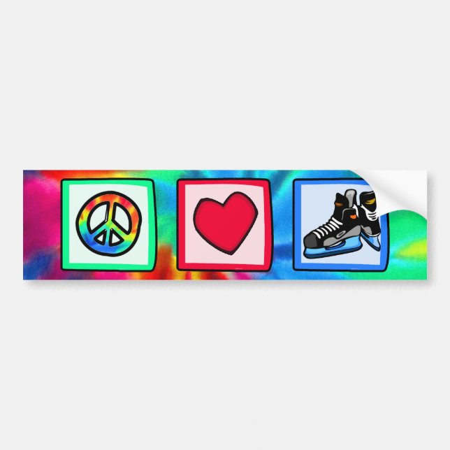 Autocollant De Voiture Paix, amour, hockey (Devant)