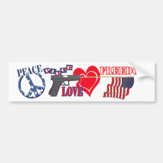 AUTOCOLLANT DE VOITURE PAIX (PIÈCE) AIMER LA LIBERTÉ (DRAPEAU) BÂTIMENT