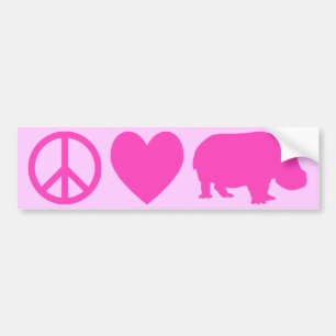Autocollant De Voiture Paix Rose Amour et Hippopotames