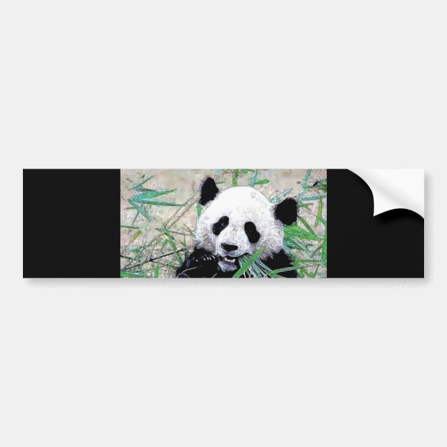 Autocollant De Voiture Panda mangeant des feuilles (Devant)