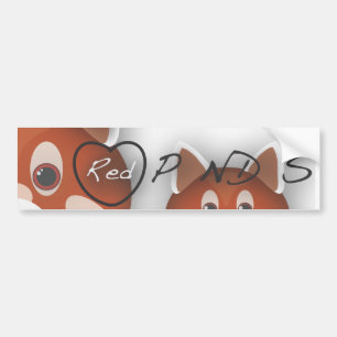 Autocollant De Voiture Pandas I <3 rouges