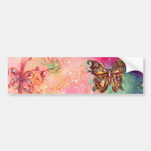 AUTOCOLLANT DE VOITURE PAPILLON EN PAILLETTES D'OR